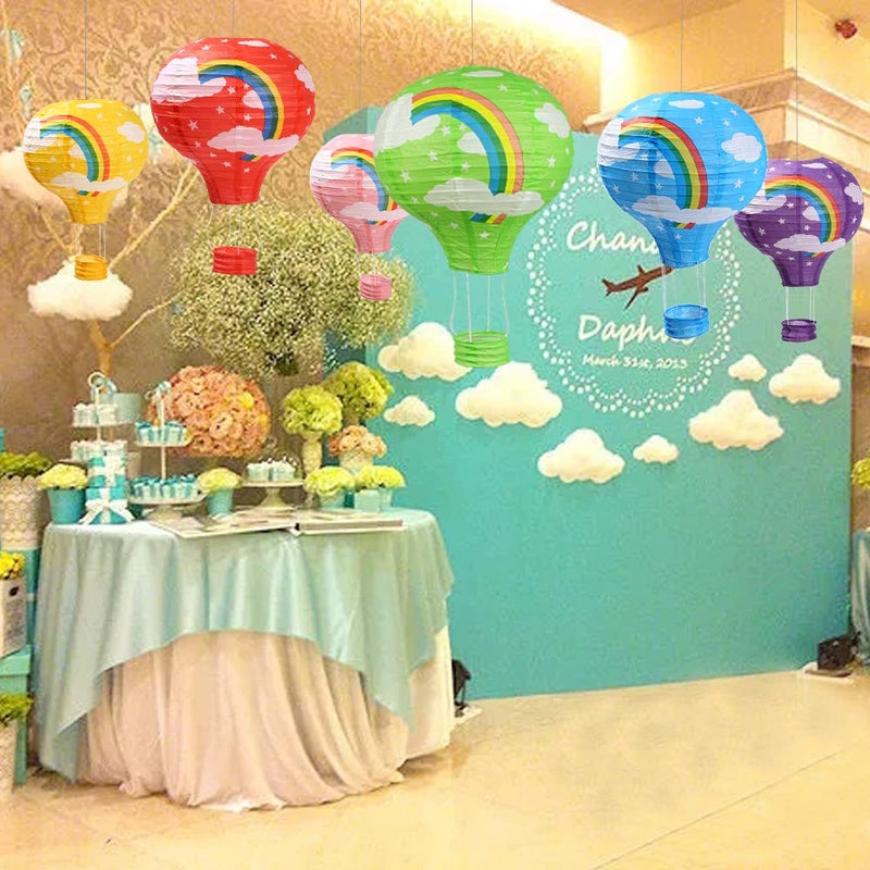 Zilue Hot Air Balloon Decorations Rainbow Paper Lanterns for Wedding Birthday Baby Showers Christmas Party Decoration Pack of 6 - Image 4